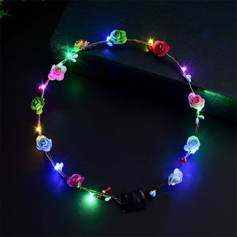 

LED Light Up Flowers Crown Flashing Garlands Head Band Clasps Floral Head Hoop Fairy Hairband Headwears Wedding Xmas Party Decor HOT C102901