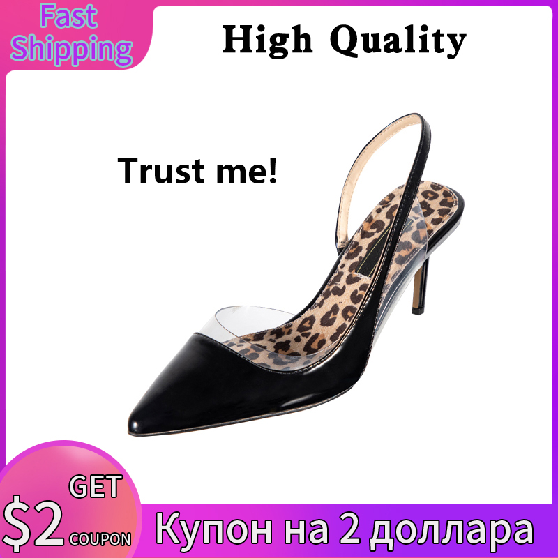 

2020 Fall Women's Leopard Print Pointed Sandals Transparent 8CM Stiletto High Heels Basic Pumps Fashion Week Ladies Summer, Pink