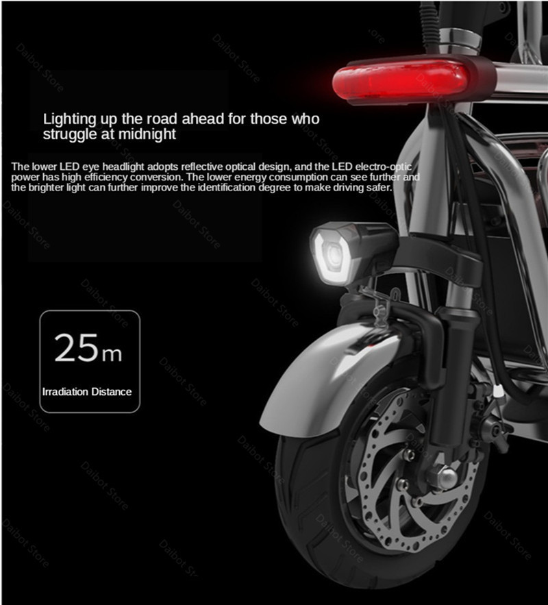 Electric Folding Bicycle Two Wheels Electric Bicycles Electric Scooter For GirlsLadies With SeatPet Basket 48V 80KM 40KMH (10)