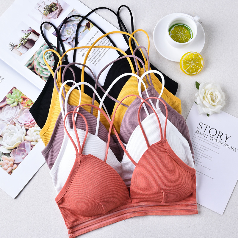 

Linbaiway Underwear Bras for Women Comfortable Cotton Thread Wrapped Chest Sexy Solid Lingerie Beauty Back Tube Tops Braliette, 05