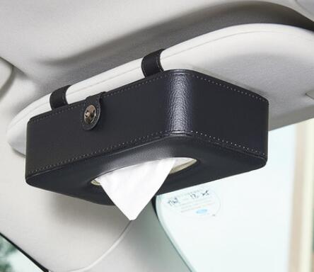 

Leather Car Sun Visor Tissue Box Auto Pumping Cassette Holder Removable Paper Napkin Box Organizer