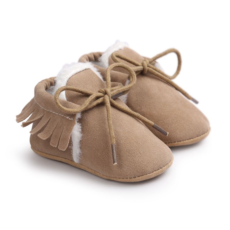 

Baby Boy Girl Moccasins Shoes Fringe Soft Soled Non-slip Footwear Crib Shoes PU Suede First Walker -18M, Qh