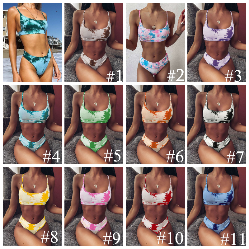

2020 Sexy Bikini Micro Women' Swimming Suit Triangle Swimwear Bathing Separate Backless Tie-dye gradient Swimsuit Set For Women, #1