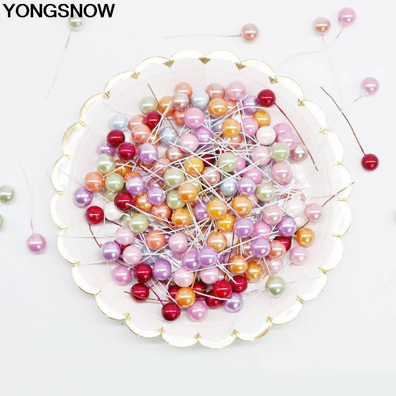 

50/100pcs Mini Plastic Artificial Flower Fake Fruit Stamens Cherry Plant Pearl Berries For Wedding DIY Wreath Craft Gift Decor, F07