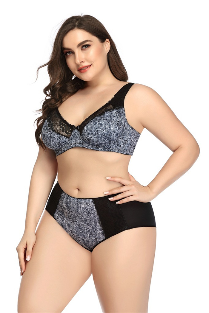 

Floral Womens Plus Size Bras Sets Sexy Lace Bow Women Underwear Breathable Push Up Luxury Bra With Three Hook-and-eye