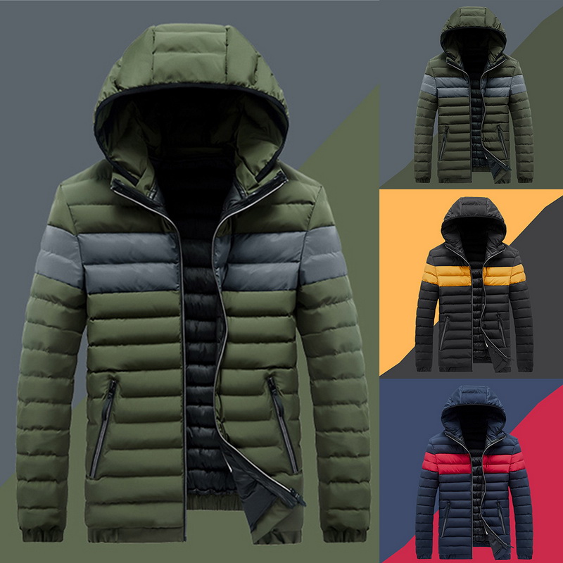 

Men's Winter Thicken Cotton Coat Warm Jacket Large Size Hoodies Zipper Coat with Pocket Removable Hat, Black