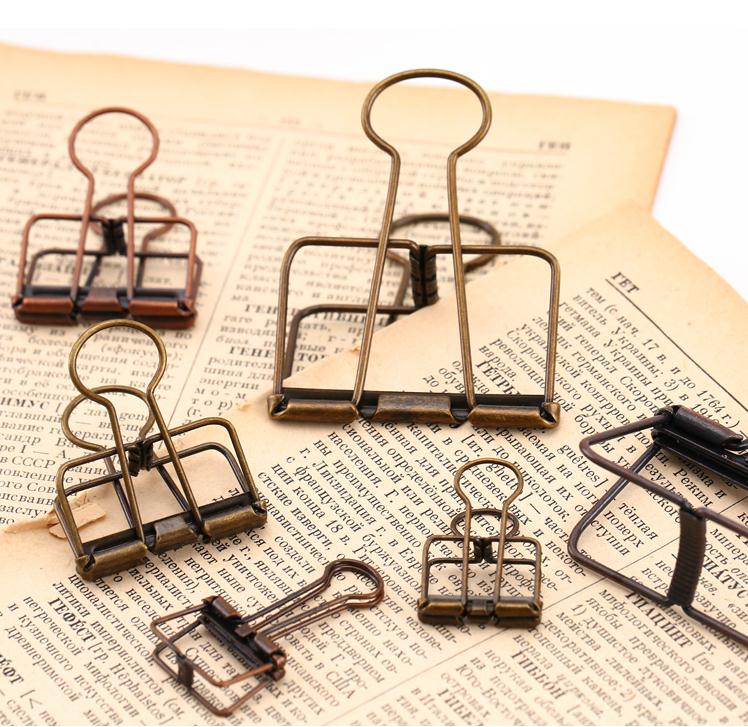 

Bronze Skeleton Binder Clips Hollow Out Long Paper Photo Clip Planner Notebook Clipers for Home Office School Stationery SN3186, As pic