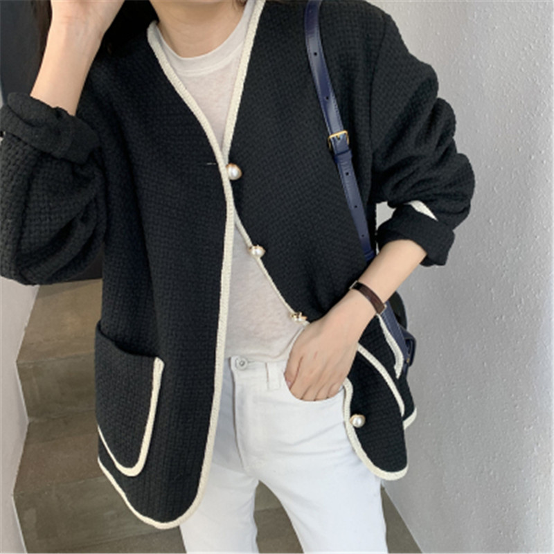 

Fashion New Arrivals Tweed Coat Korean V-neck Single Breasted Long-sleeved Loose Stright Woolen Coat Winter 2020, Beige
