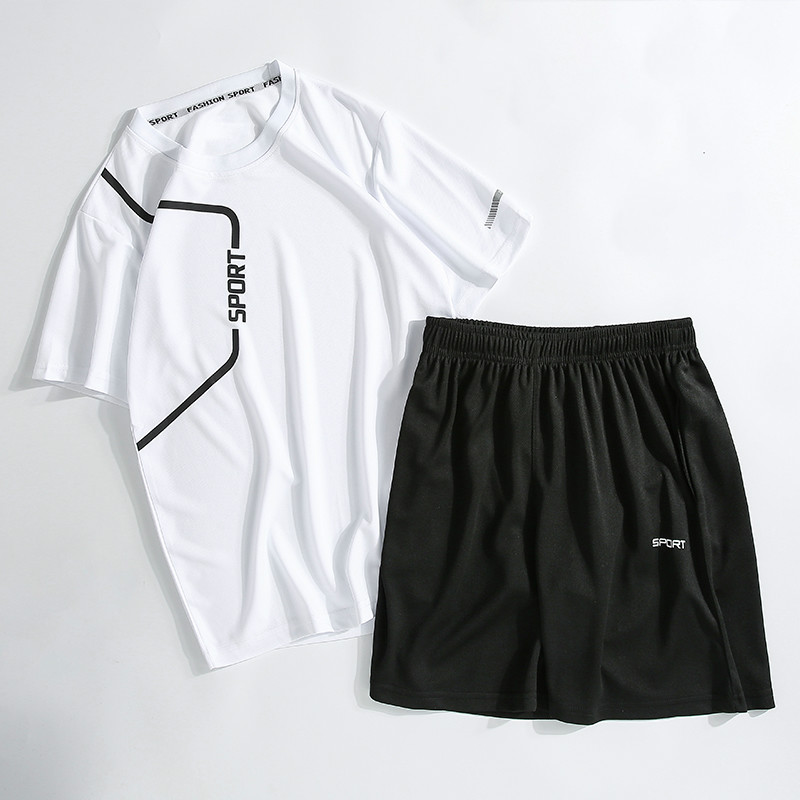 

Men 2020 Summer Tracksuit Short Sweatshirt + Shorts Pants Mens Casual Tee Shirts Set Sportswears Plus Size Outwear Sets Beach, Red