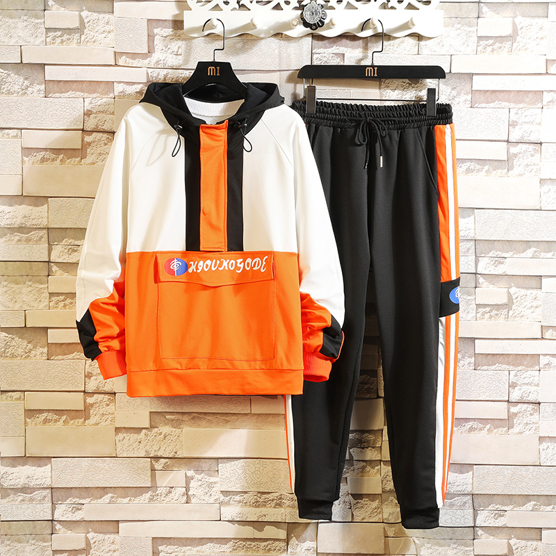

New Autumn Men Tracksuits Hoodies+Pants 2 Pieces Sets Long Sleeves Sweatshirts Long Pants Men Loose Casual Sets Size 3XL, Gray