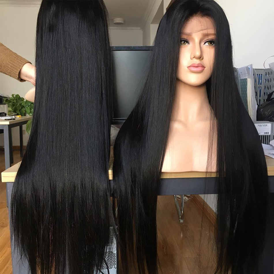 

Straight 13X4 Lace Front Human Hair Wigs Brazilian 4X4 Lace Closure Wig cheap human hair wigs with free shipping, Black