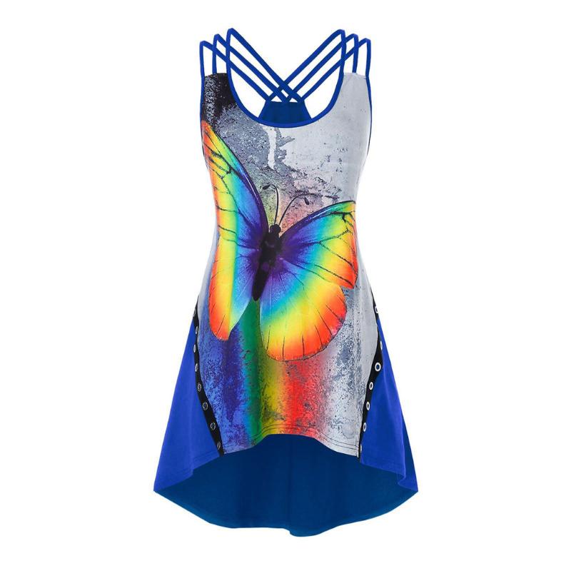 

Butterfly Print Tank Tops Women Sexy Hollow Out Vest Clothing Party Club Bustier Summer Spring Plus Size Tank Tops Female Z0710, Black