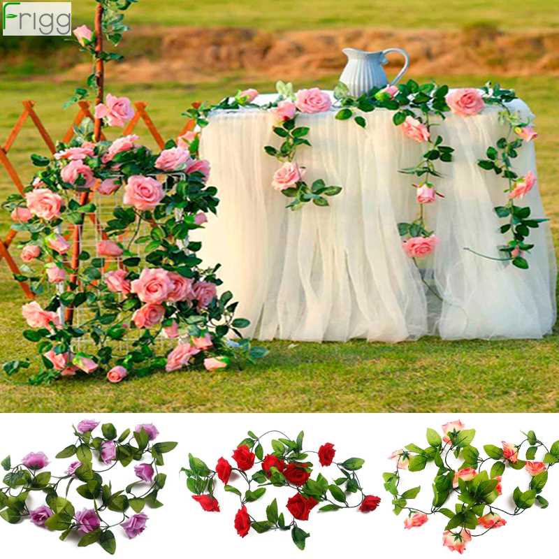 

2.4M/Lot Silk Rose Flower With Ivy Vine Artificial Flowers For Home Wedding Decor Wreath Artificial Floral Garland Decoration, Flower 5