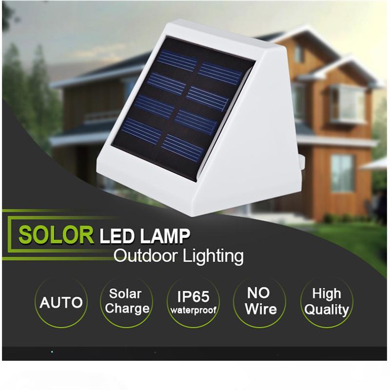 

LED Solar Light Waterproof IP65 LED Garden Solar Light Outdoor 4 LED Wall Stairway Landscape Fence Light Lamp(Cold White