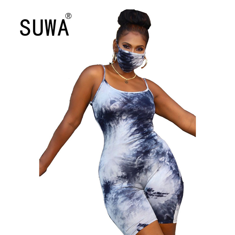 

womens street soft lounge wear 2020 tie dye sleeveless one piece outfits women jumpsuit romper short sporty streetwear, Black