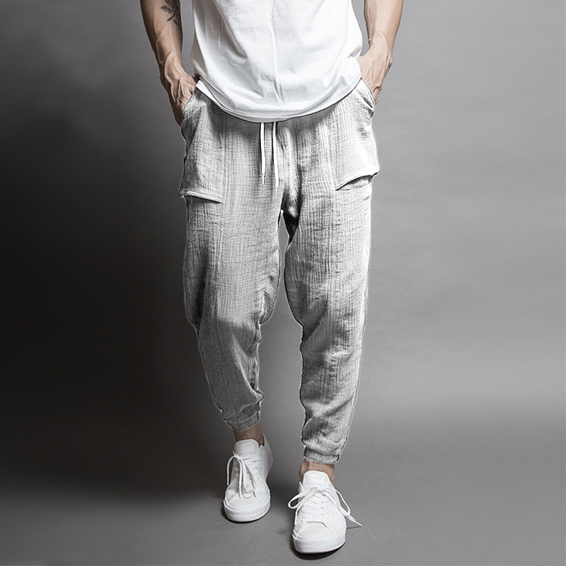 

Spring Autumn Trousers Drawstring Waist Men Pants Casual Trousers Sweatpants With Pockets Large Size -3XL, Black