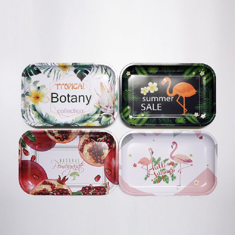 

Rolling Tray Metal Cigarette Smoking Tobacco Plate Size 28X19X20cm Operation Tray Bar Fruit Coffee Tint Painted Storage Tray Free Shipping