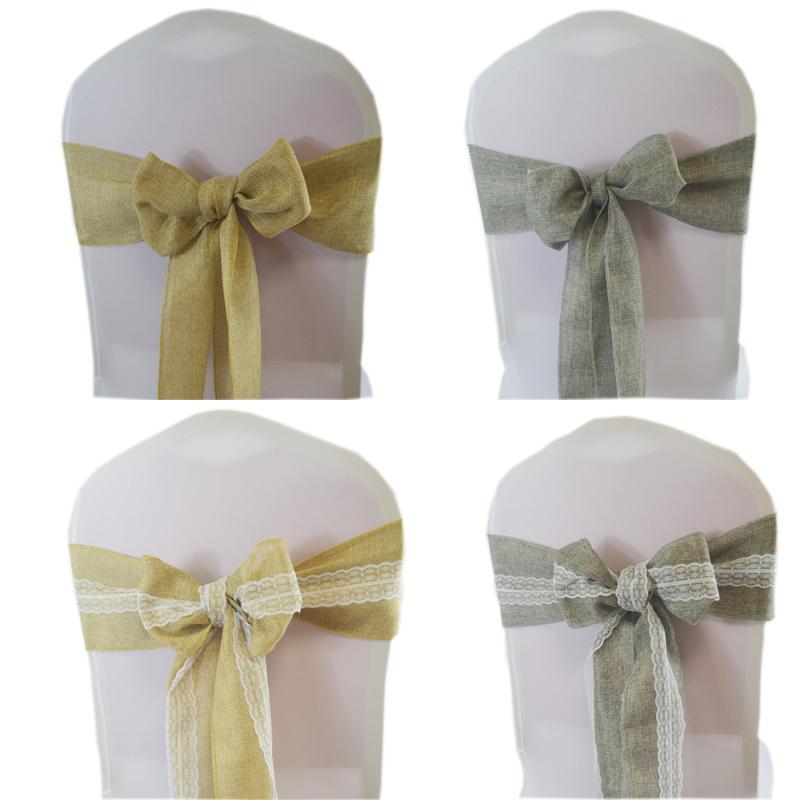 

Imitated Linen Chair Sashes Burlap Lace Chairs Band Decoration for Vintage Wedding Birthday Event Country styles Party Supplies