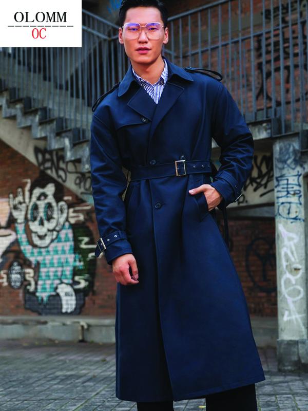 

OLOMM 2020 Autumn and winter Mid-length trench coat Korean version & British style Men's coatSimple casual 1294A, As pic