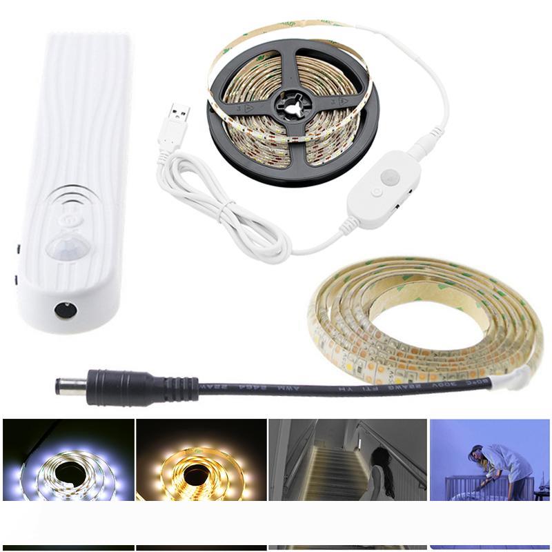 

1M 2M 3M led strip lights 60Led M SMD2835 Wireless PIR Motion Sensor LED Cabinet lights For Bedside Closet Wardrobe Stairs Hallway
