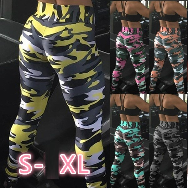 

Fashion Camouflage Fitness Pant Legins Camouflage Printing Elasticity Leggings Pants Casual Milk Sports Legging For Women, Blue