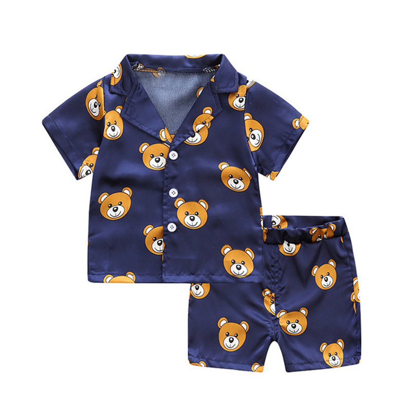 Short Sleeve Child Blouse Tops+Shorts Sleepwear Pajamas Kids Clothes Baby Pajama Sets Boys Girls Cartoon Deer Print Outfits Set Designer11-image-560156828