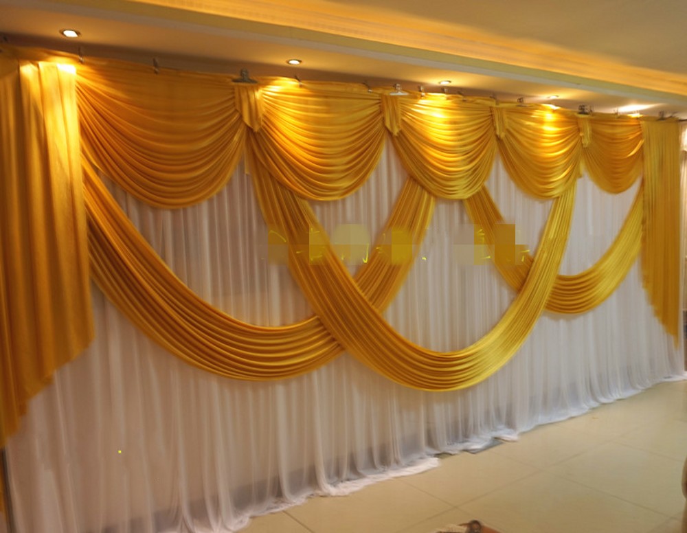 20ft long elegant and luxury gold wedding backdrop swags drape for wedding stage event party decorations supplies-image-558364397