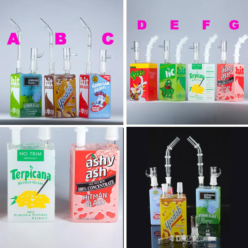 

New Design Bong Liquid Glass Juice Box Water Pipes Bongs Glass Dab Oil Rig Tall Box Concentrate Rigs Glass Hookahs with Free Gift