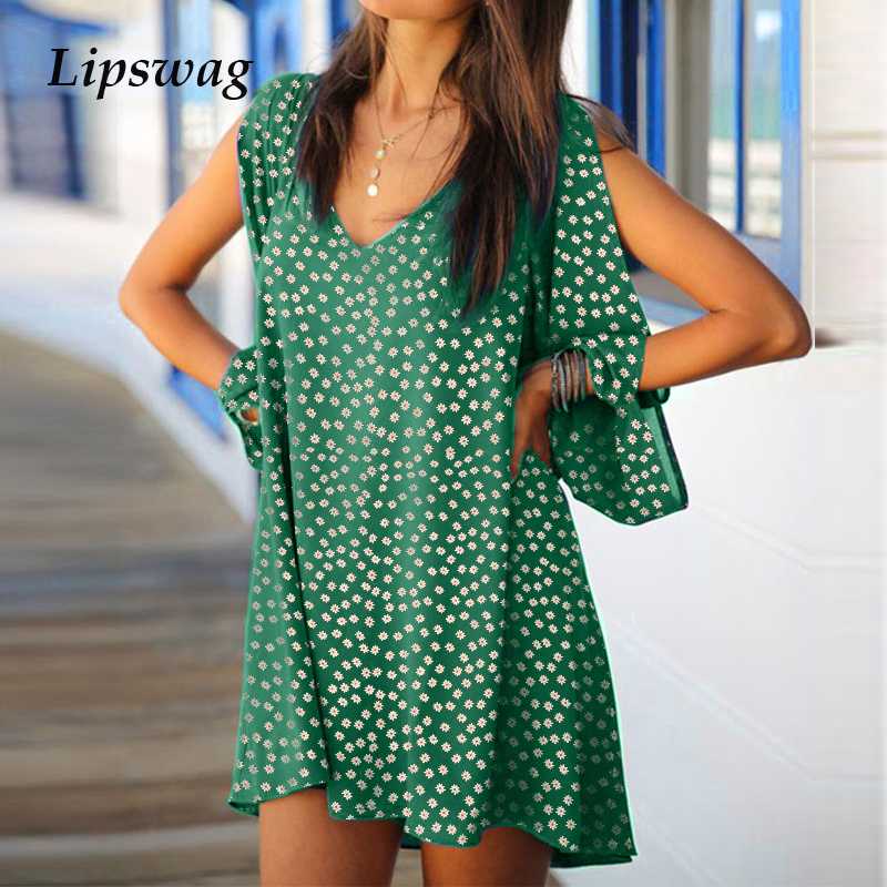 

Sexy V-Neck Off Shoulder Mini Dress Women Elegant Long Sleeve A-Line Party Dress Autumn Casual Floral Print Beach Vestidos, Yellow