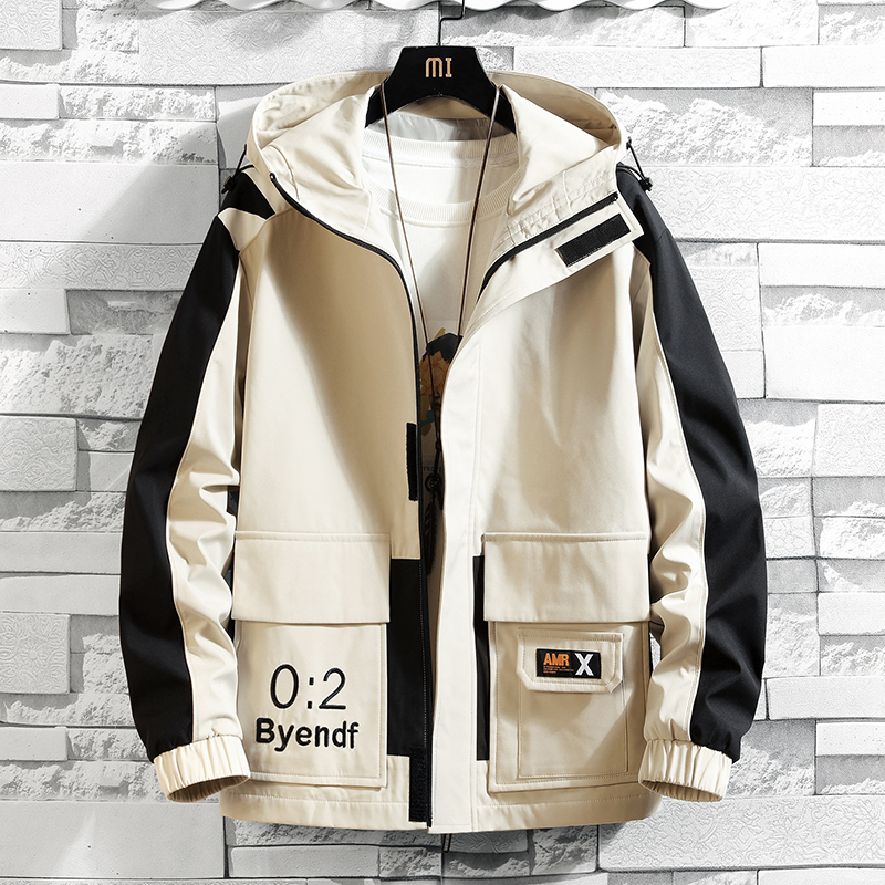 

2020 spring and autumn edition jackets for men Embroidered Patchwork hoodie jacket clothes men's fashion loose casual jacket, Black