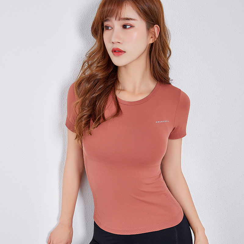 

Quick Dry Fitness Top Workout Shirts for Women Sports Tops Women' Short Sleev Running T-shirt Yoga Clothes Stretch Gym Clothing, Black