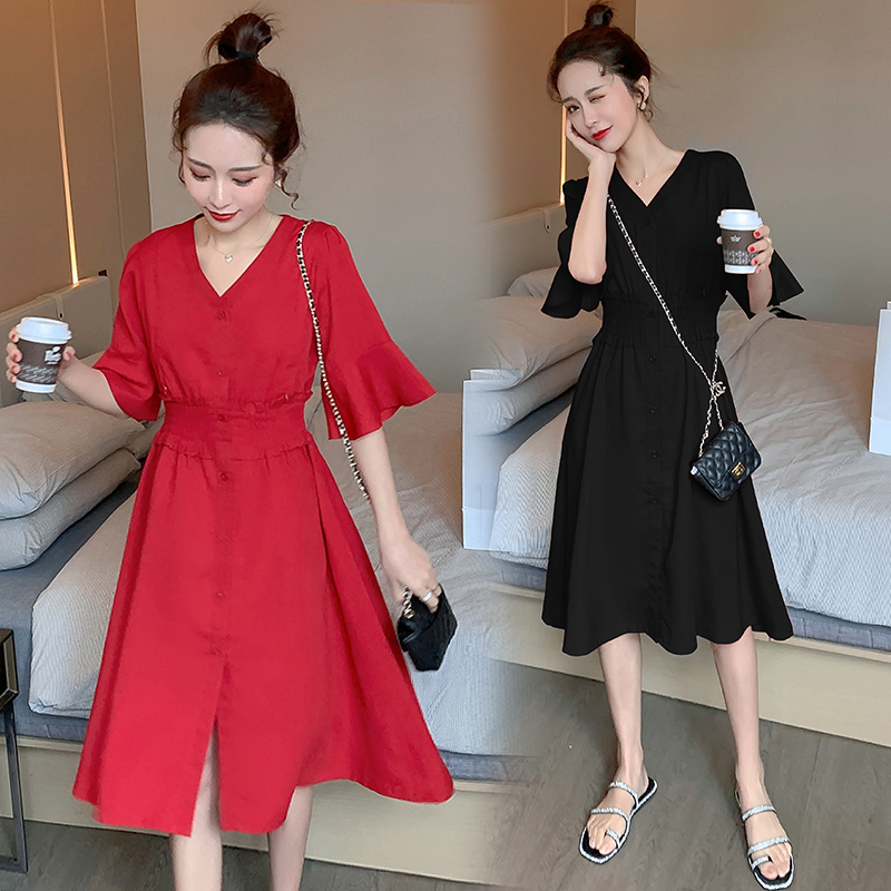 

5380# Maternity Clothes Nursing Dress Summer Loose Stylish Dress for Pregnant Women Pregnancy Clothes Breastfeeding, Black
