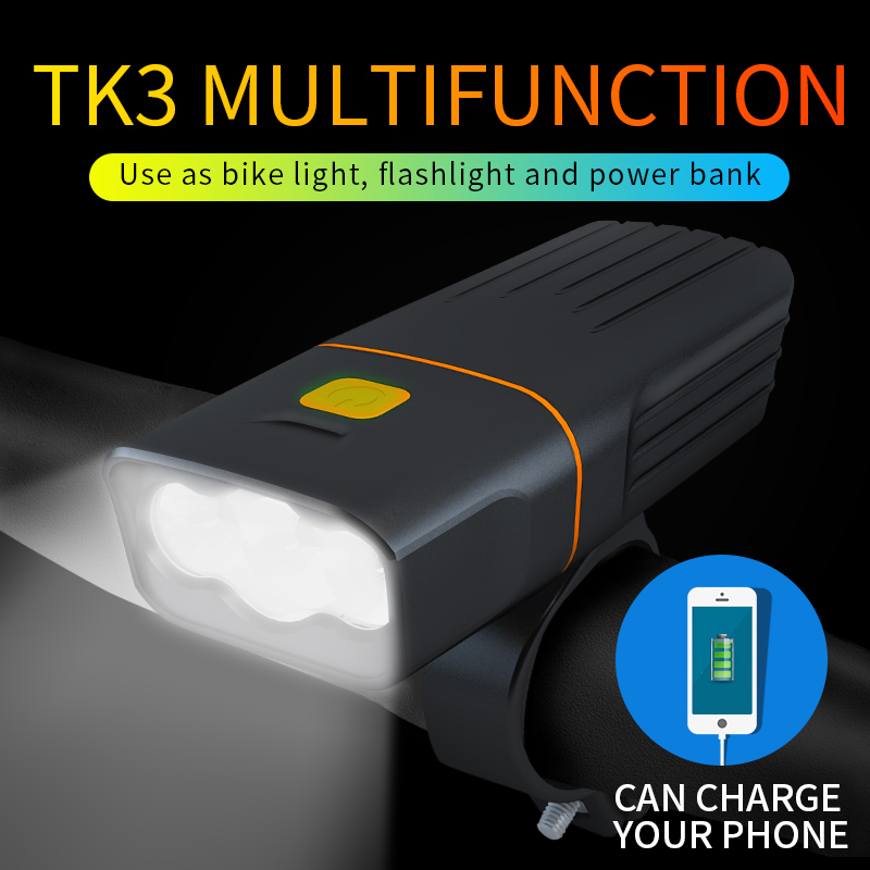 

2400 MAh Bicycle Headlight Waterproof 3*T6 2400LM Bike Light Built-in Batteries USB Charging 3 Mode As Power Bank Bicycle Lamp