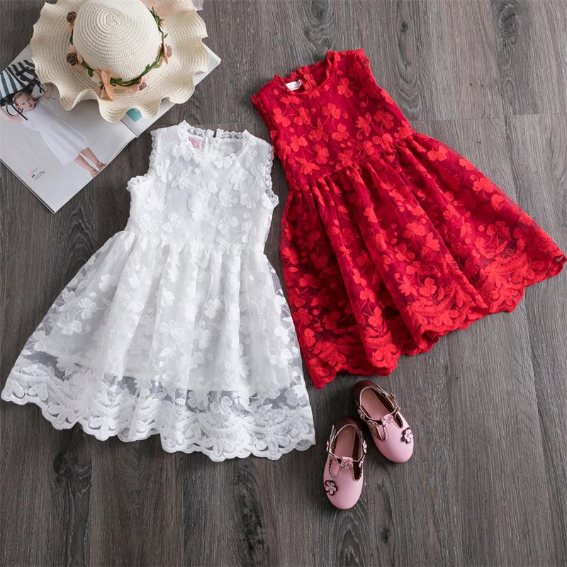 

Lace Dress for Girls Summer Sleeveless Princess Dress Baby Girls Party Clothes Casual Wear Kids Dresses For 3-8 Yrs