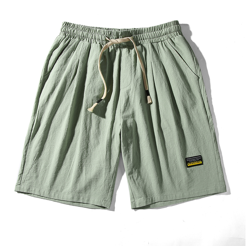 

2020 Summer Men Shorts Fashion Cotton and linen Beach Shorts Mens Casual Solid color Short Pants Male Bermuda Overalls, Gray
