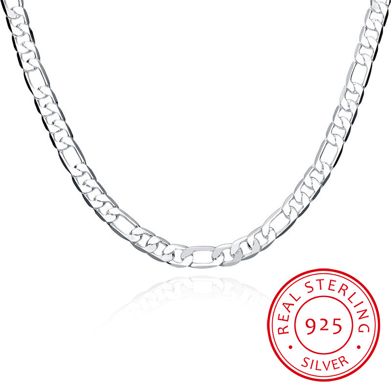 

8mm 20inch Link Chain Necklaces Silver Jewelry Men Necklace, 925 Sterling Silver Necklace Men Jewelry Accessories