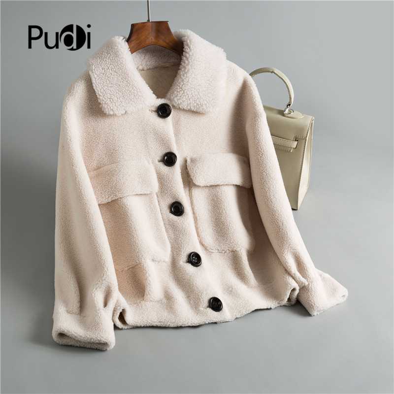 

Fall Winter women 30% real wool fur coat big button warm jacket sheep shearing girl fur coats lady short jacket overcoat OMS833, Beige
