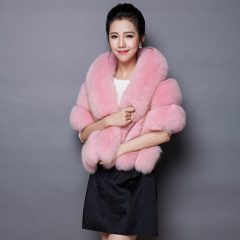 

Savabien Luxury Faux Fur Coat Women Faux Fur Shawl Pink White Black Wrap Bolero Wedding Cape Bridal Shawl Cape
