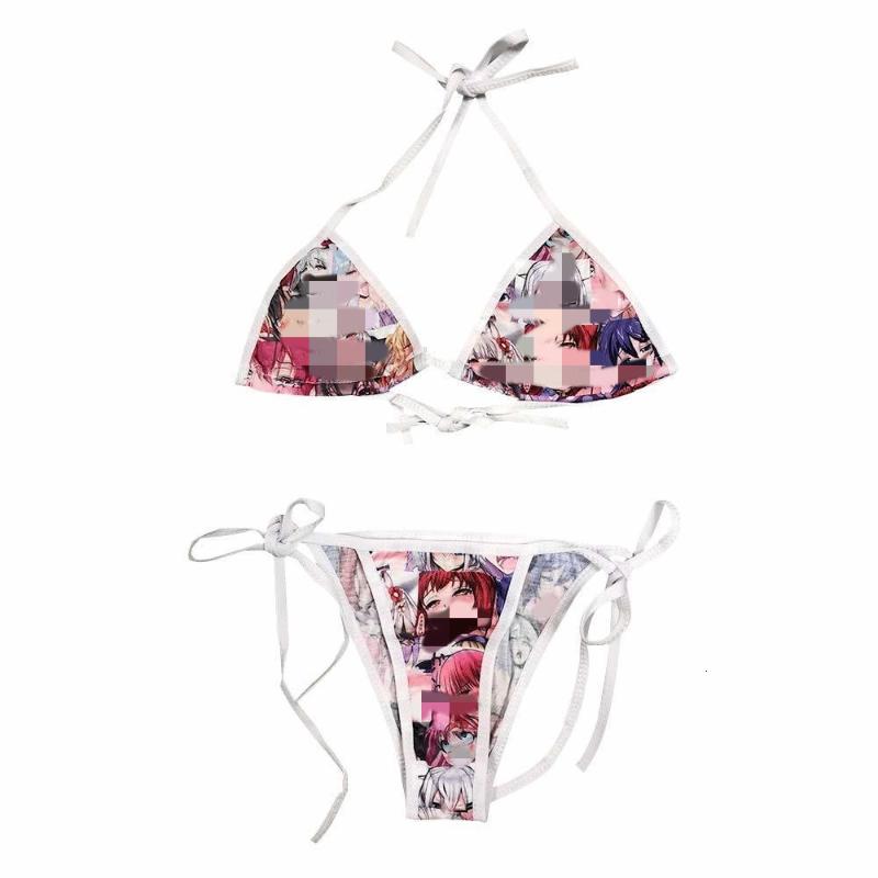 

Micro Cute Japanese AHG Bikini Halter Lolita style Anime Cosplay Sexy Lingerie Women Panties And Bra Set Strappy Snderwear, Gray