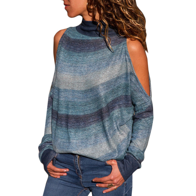 

Winter Women Turtleneck Sweater Off shoulder Long Sleeve Tops Loose Ladies Pullover Plus Size 2xl, Random 1pc