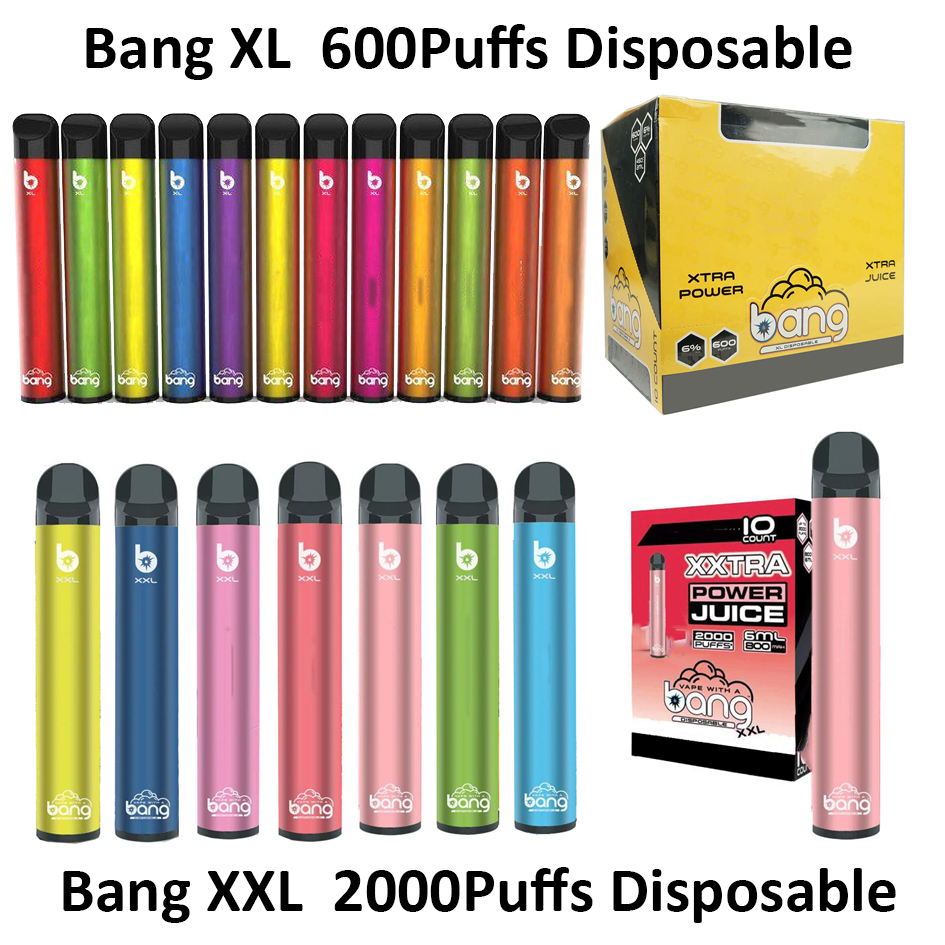 

24 Colors Bang XXL Disposable stick Pod Device 2000puffs 800Mah 6ml Cartridge Pre-filled & Bang XL Disposables Pods Device 600Puffs 2ml