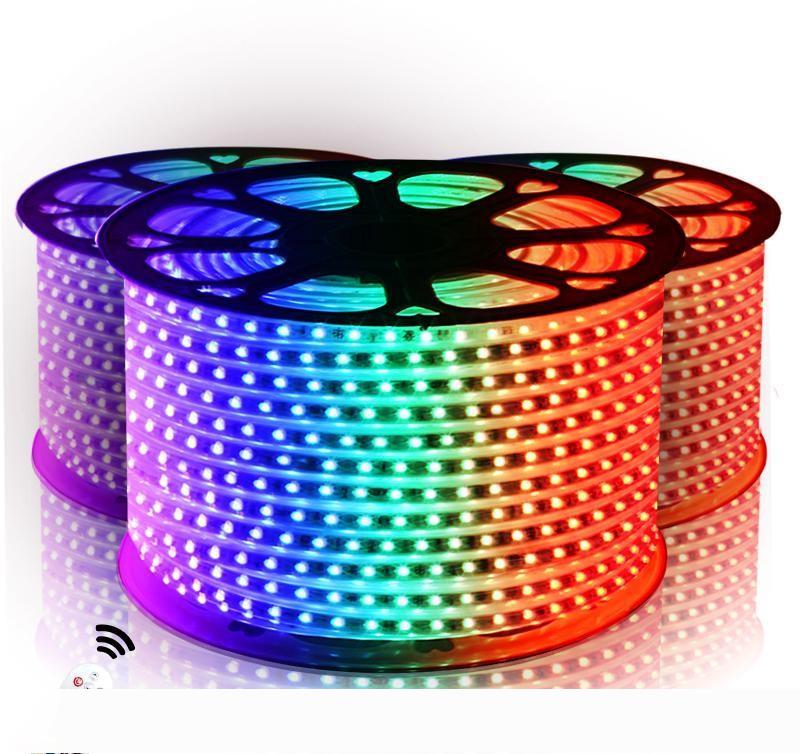

Led Strips 110V 220V High Voltage SMD 5050 RGB Led Strips Lights Waterproof+IR Remote Control + Power Supply