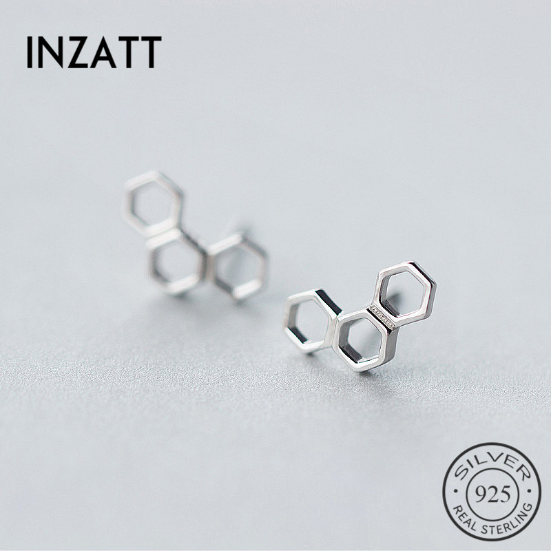 

INZAGeometric Polygonal 925 Sterling Silver Stud Earrings 2020 Women's Accessories Fashion Jewelry Minimalist Gift Summer