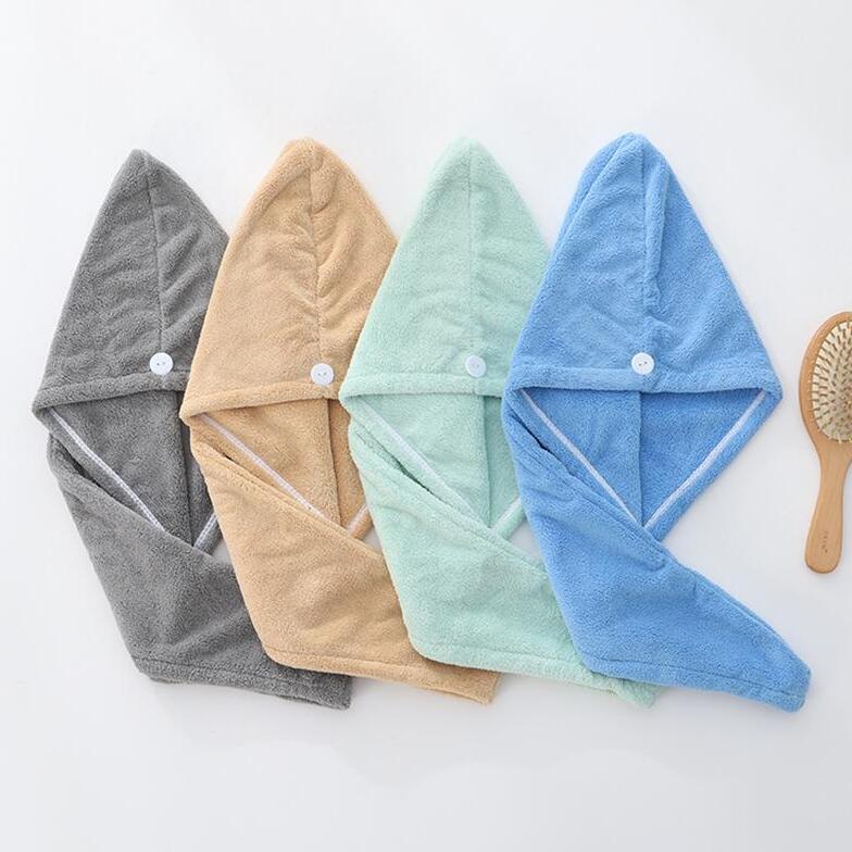 

Hair Drying Hats Microfiber Quick Dry Towel High Density Coral Fleece Magic Super Absorbent Dry Hair Towel Turban Wrap Hat Spa Cap CGY78, As pictures