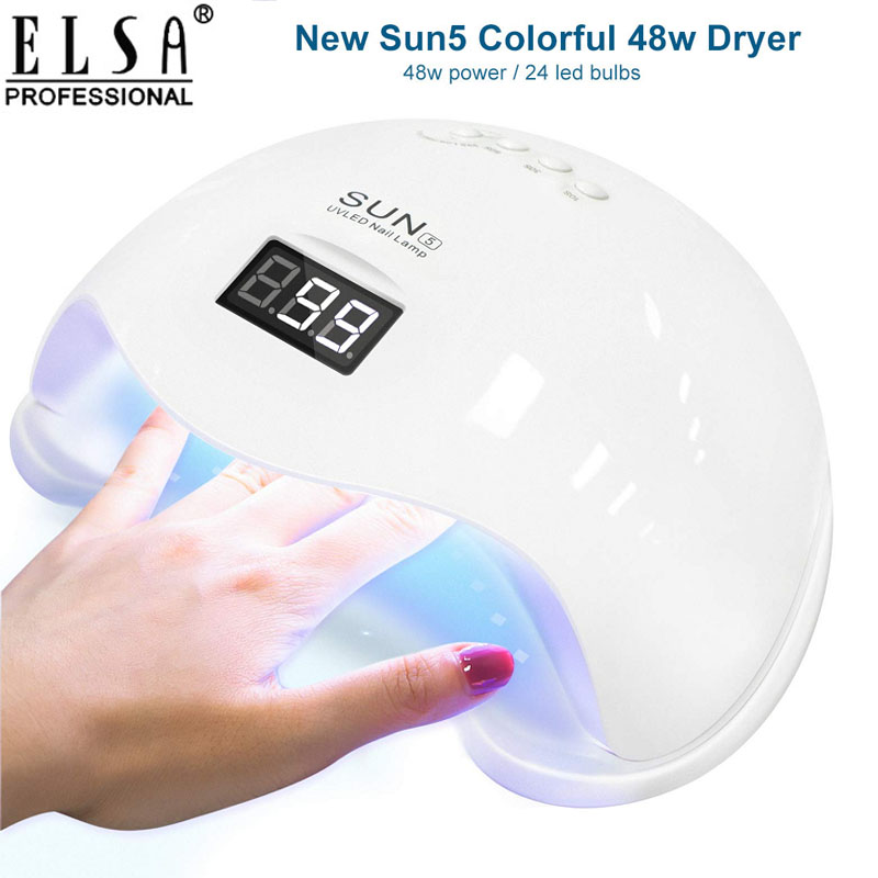

SUN5 48W Gel Polish UV Lamp With 24Pcs Leds For Nail Dryer UV LED Gel With 4 Time Setting Smart Sensor For Salon Or Personal Use, Sun5-white