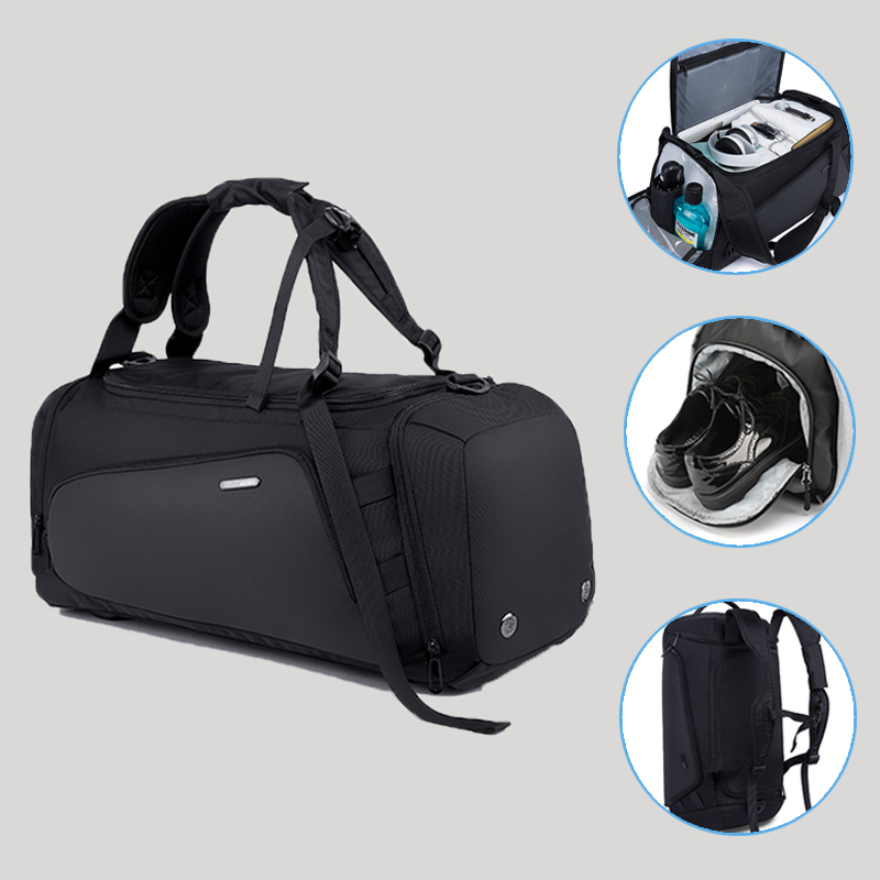 

Large Capacity Male Travel Bags Hand Luggage Bag Backpack Man Duffle Bag Multifunction Big Sports Bags with Shoe Pouch CX200718, Black
