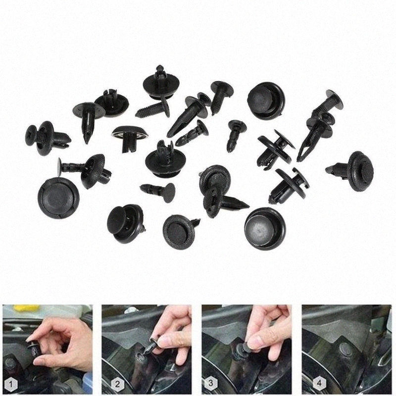 10 X Voiture Plastique Noir Vis Fit Rivet Garniture Panneau Fastener Clips 9 mm Dia trou
