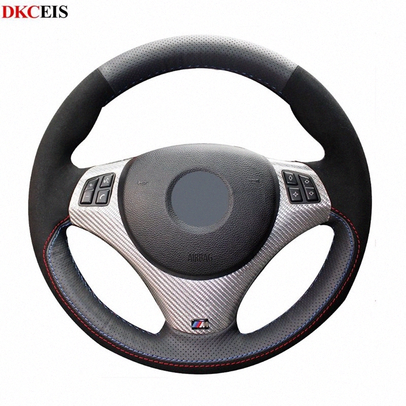 MZSC Universal Antideslizante Sudor Trenza de Cuero en el Coche Volante Cubiertas Cubierta de Gamuza Estilo del Deporte de Ruedas Color : Red, Size : 36CM