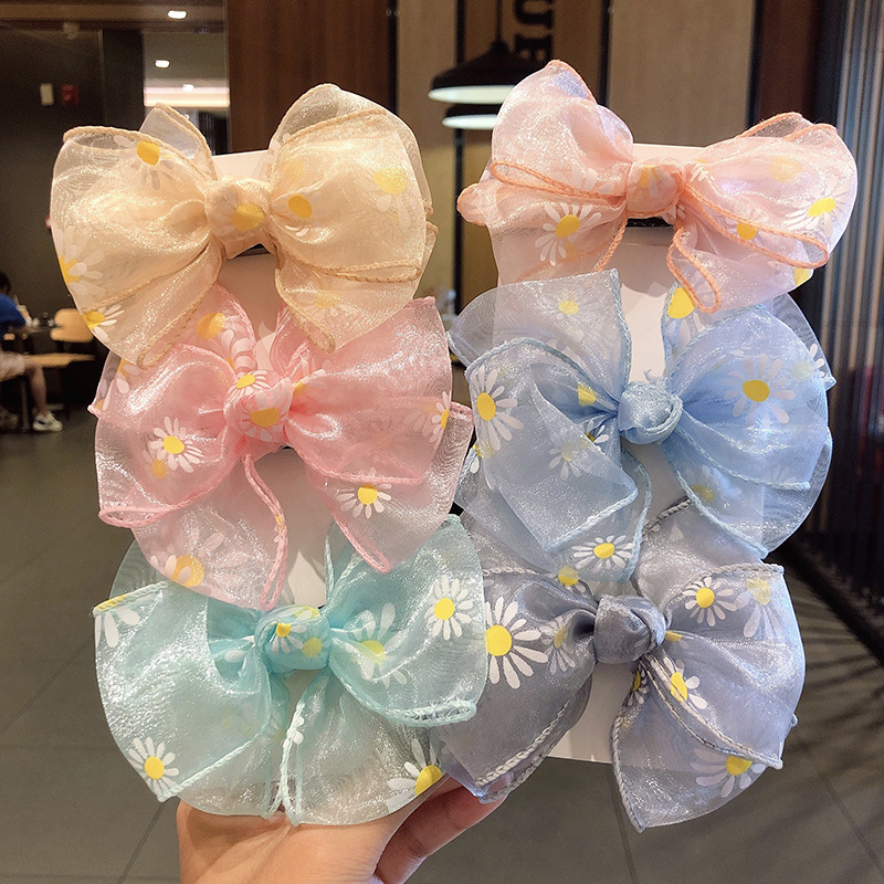 

Printed Bowknot Hair Ring Mesh Rope Japanese Organza Mori Hair Band Net Red Celebrity Inspired Accessories Girl's Headdress, 12