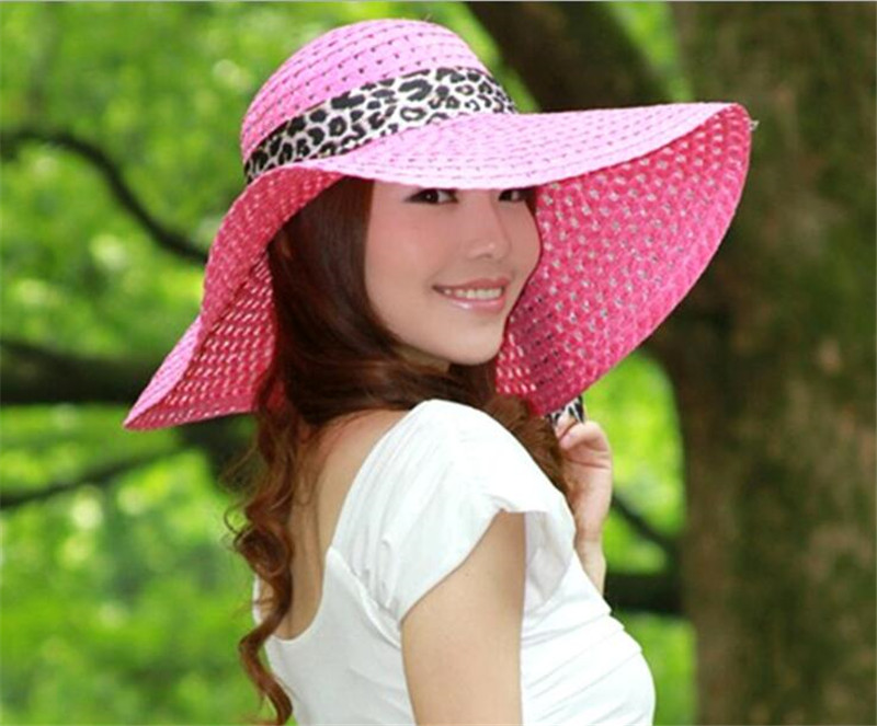 

50pcs Summer Beach Wide Brim Floppy Fold Sun Hat for Women Out Door Sun Protection Straw Hat R025, As picture show